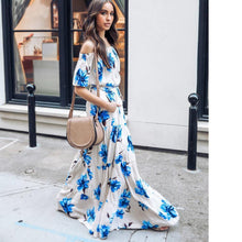 Load image into Gallery viewer, Boho Off Shoulder Side Slit Beach Long Maxi Dress