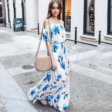 Load image into Gallery viewer, Boho Off Shoulder Side Slit Beach Long Maxi Dress