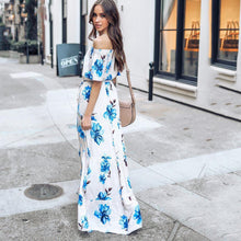 Load image into Gallery viewer, Boho Off Shoulder Side Slit Beach Long Maxi Dress
