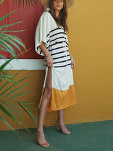 Load image into Gallery viewer, Striped Spring/Summer V-Neck Bat Sleeve Striped Dress