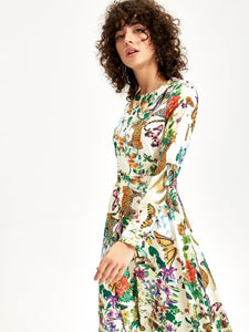2018 New Print Long Sleeve Maxi Dress