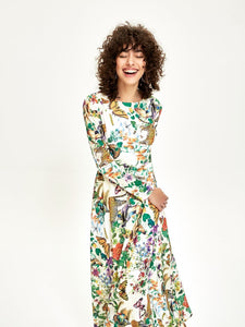 2018 New Print Long Sleeve Maxi Dress