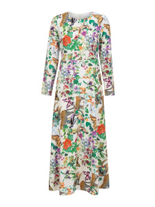 2018 New Print Long Sleeve Maxi Dress