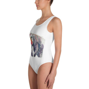 Colorful Manatee Print One-Piece Swimsuit