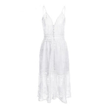 Load image into Gallery viewer, Sexy Deep V Neck Lace Summer White Midi Dress