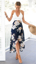 Load image into Gallery viewer, Lace-paneled Chiffon Backless V-neck Harness Dress