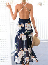 Load image into Gallery viewer, Lace-paneled Chiffon Backless V-neck Harness Dress