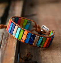 Load image into Gallery viewer, Handmade Multi Color Tube Beads Leather Wrap Bracelet Couples Bracelets