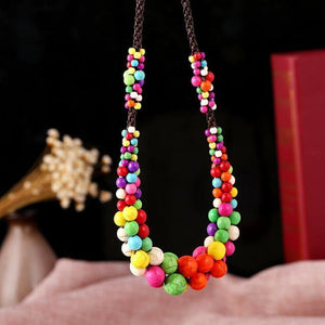 Bohemia Pendants Ethnic Handmade Colorful Rope Chain Beaded Choker Necklace