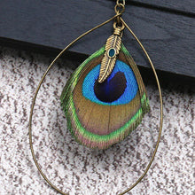 Load image into Gallery viewer, Boho Vintage Feather Peacock Metal Circle Earring Jewelry