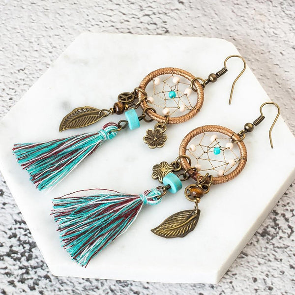 Bohemian Dream Catcher Tassel Earrings Jewelry