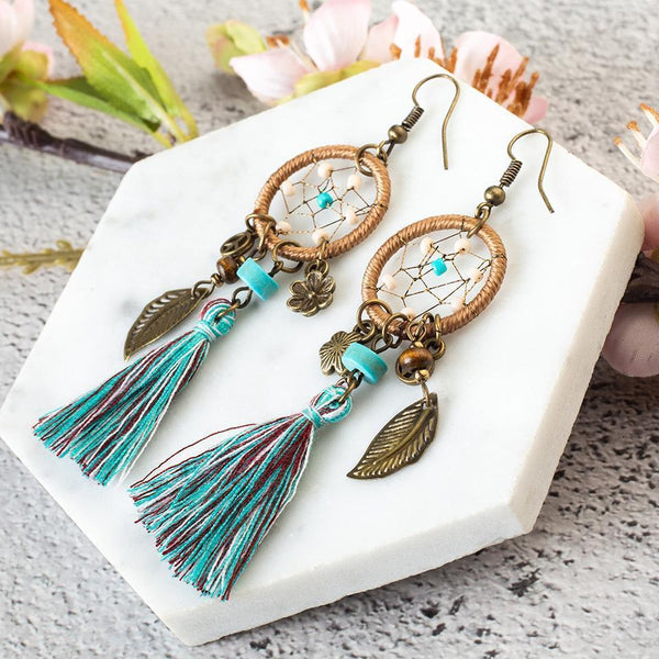 Bohemian Dream Catcher Tassel Earrings Jewelry