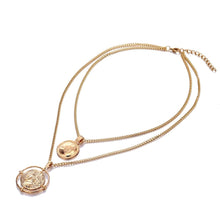 Load image into Gallery viewer, Ailend pendant necklace bohemian female double-layer necklace retro gold carved coin necklace jewelry