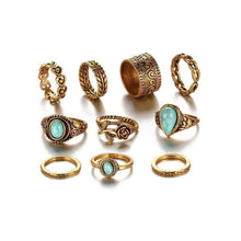 Load image into Gallery viewer, Creative 10PCS Set Simple Vintage Metal Geometric Ring