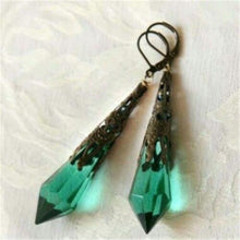 Load image into Gallery viewer, Vintage Green Dangle Geometric Drop Dangle Hook Stud Earrings