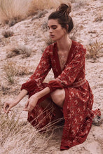 Load image into Gallery viewer, Retro Vacation Big Hem Bohemian Floral Midi Dress