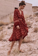Load image into Gallery viewer, Retro Vacation Big Hem Bohemian Floral Midi Dress