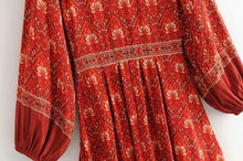 Load image into Gallery viewer, Retro Vacation Big Hem Bohemian Floral Midi Dress