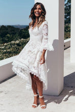 Load image into Gallery viewer, Women Deep-V Lace Bell Sleeve Dress