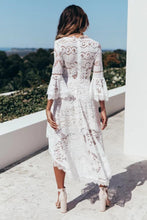 Load image into Gallery viewer, Women Deep-V Lace Bell Sleeve Dress