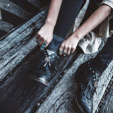 Load image into Gallery viewer, Women Ankle Boots Chunky Low Heels Ladies Vintage PU Leather Gladiator Tassels Shoes