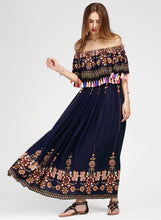 Load image into Gallery viewer, Women s Fashion Boho Floral off Shoulder Maxi Dress