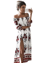 Load image into Gallery viewer, Women s PUff Sleeve Off Shoulder Floral Printed Maxi Dress