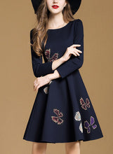 Load image into Gallery viewer, Round Neck Embroidery A-line Dress