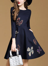 Load image into Gallery viewer, Round Neck Embroidery A-line Dress